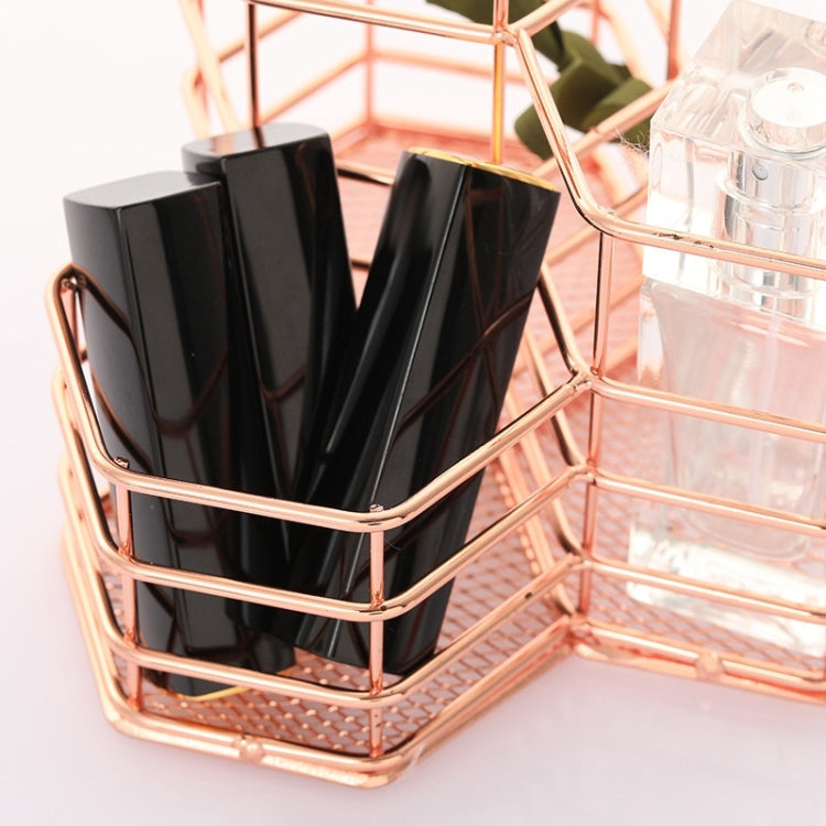Pen Cup Holder Desk Hexagon Iron Hollow Makeup Brush Organizer Stationery Storage Container Hexagonal Penholder, Pen Cup Holder