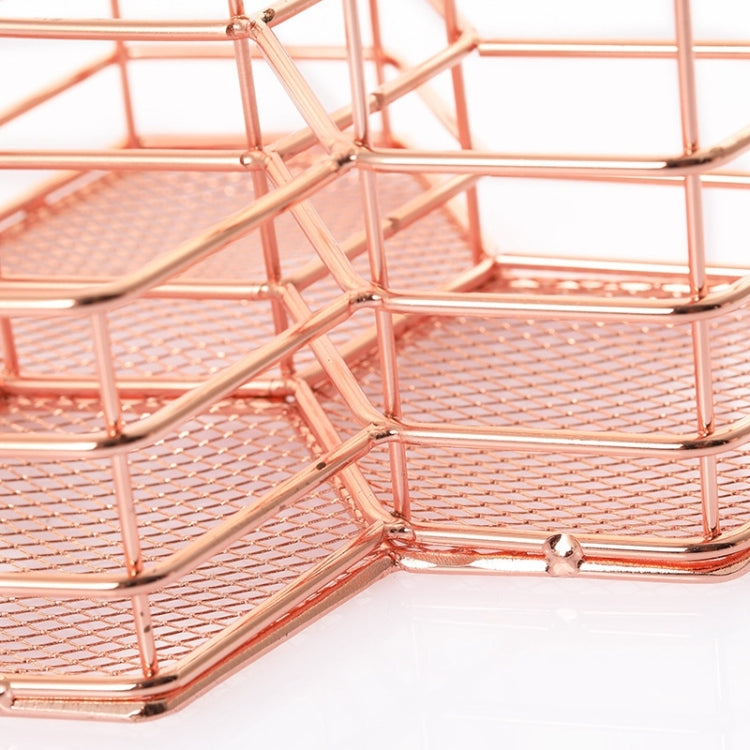 Pen Cup Holder Desk Hexagon Iron Hollow Makeup Brush Organizer Stationery Storage Container Hexagonal Penholder, Pen Cup Holder