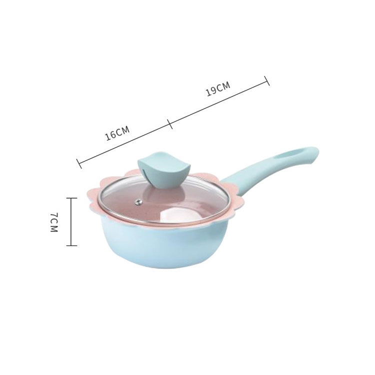 Baby Complementary Food Pot Cooking Milk Pan Maifan Stone Non Stick Household Multifunction Small Pot, Blue Frying Pan, Pink Frying Pan, Blue Milk Pan With Lid, Pink Milk Pan With Lid