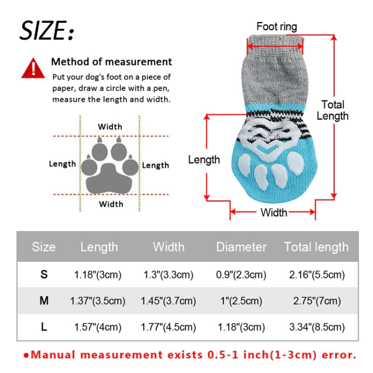 4pcs /Set  Pet Dog Puppy Cat Shoes Slippers Non-Slip Socks Pet Cute Indoor for Small Dogs Cats Snow Boots Socks, S, M, L