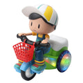 Electric Universal Stunt Tricycle Rotating Cartoon Toy Car with Light Music, Random Color Delivery, Boy, Girl