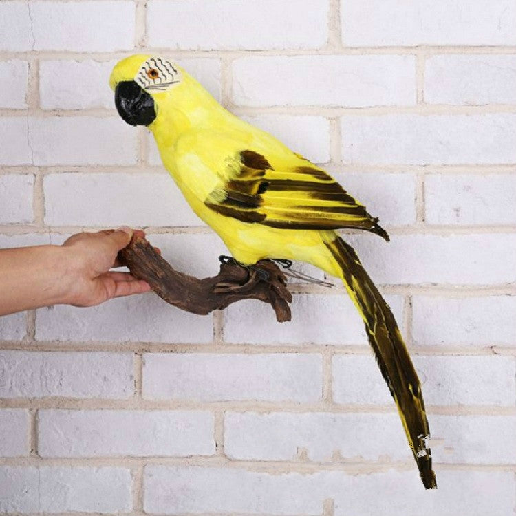 45CM Simulation Parrot Simulation Bird Macaw Foam Feather Parrot Sen Gardening Decoration, Yellow, Pink