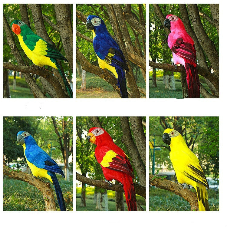 45CM Simulation Parrot Simulation Bird Macaw Foam Feather Parrot Sen Gardening Decoration, Yellow, Pink