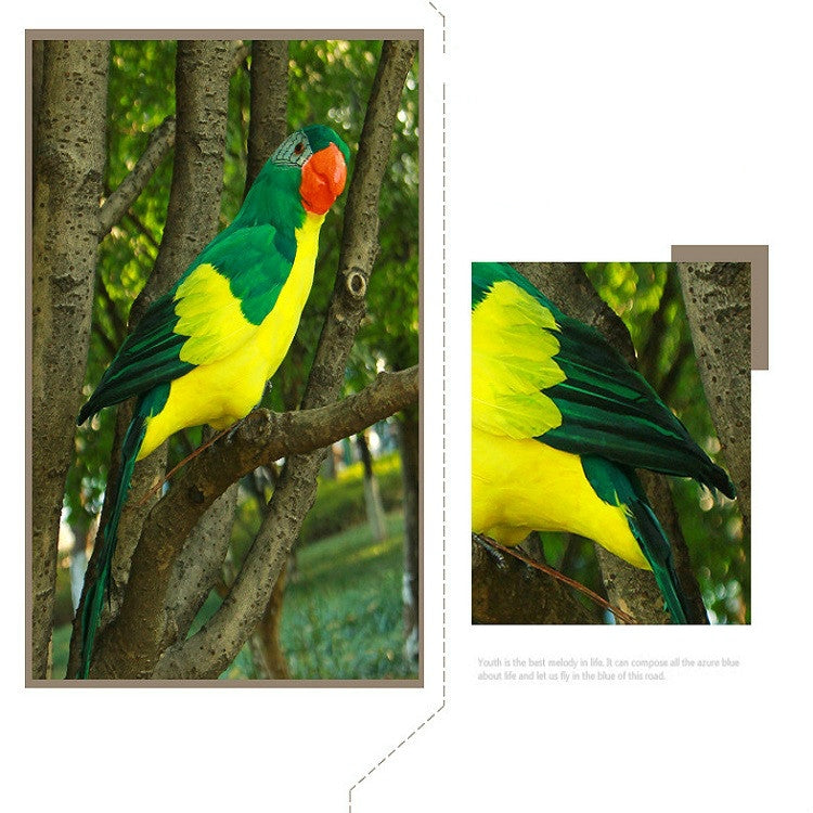45CM Simulation Parrot Simulation Bird Macaw Foam Feather Parrot Sen Gardening Decoration, Yellow, Pink