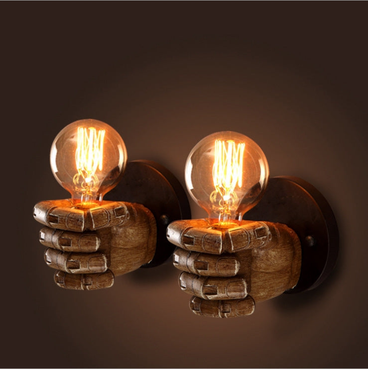 Creative Personality Fist Wall Lamp Bedroom Bedside Restaurant Cafe Resin Decorative Antique Lamps, Right Hand, Left Hand