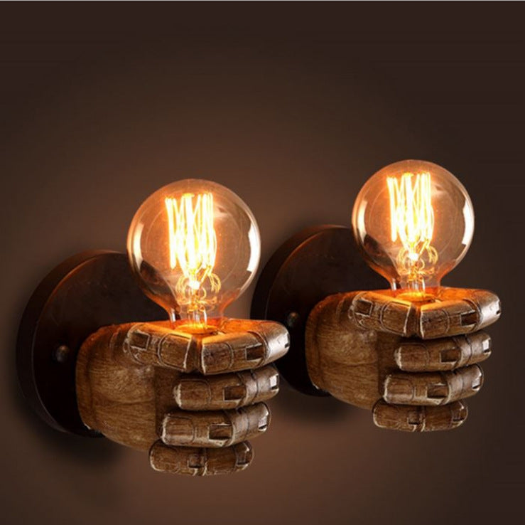 Creative Personality Fist Wall Lamp Bedroom Bedside Restaurant Cafe Resin Decorative Antique Lamps, Right Hand, Left Hand