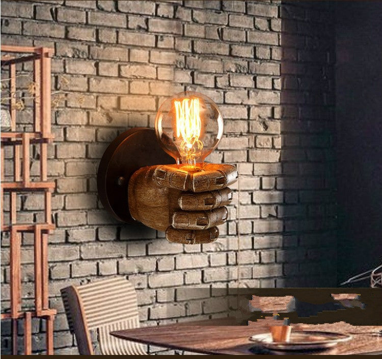 Creative Personality Fist Wall Lamp Bedroom Bedside Restaurant Cafe Resin Decorative Antique Lamps, Right Hand, Left Hand