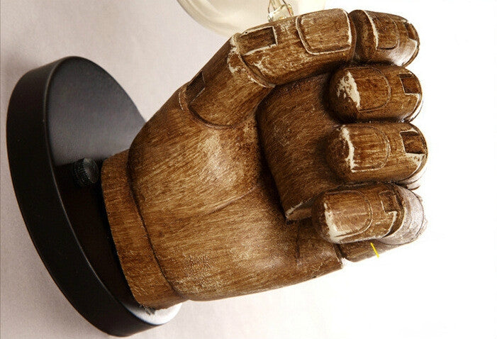 Creative Personality Fist Wall Lamp Bedroom Bedside Restaurant Cafe Resin Decorative Antique Lamps, Right Hand, Left Hand