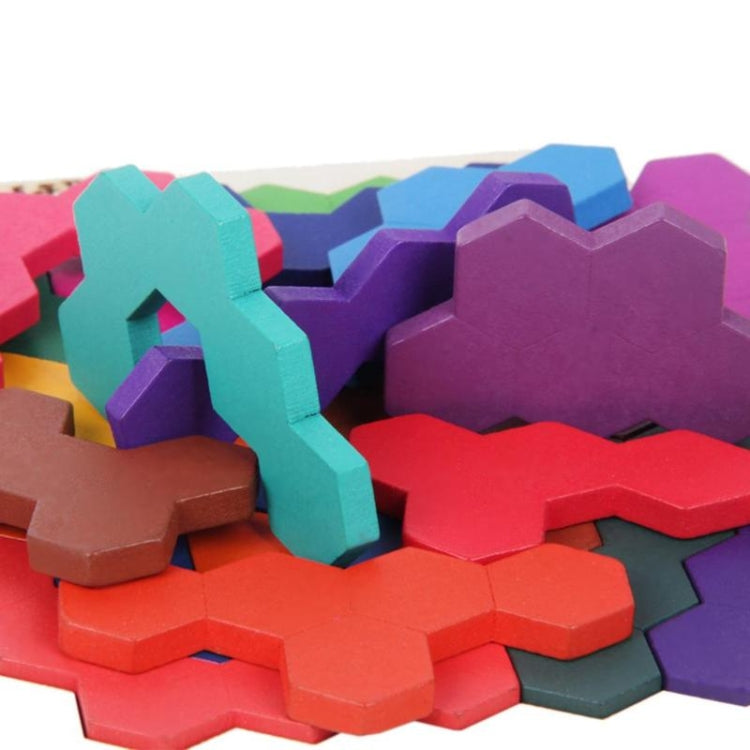 Kids 3D Wooden Puzzles Toy Children Geometry Tangrams Honeycomb Puzzles IQ Brain Training Educational Toys, 10 PCS, 14 PCS