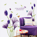 Home Decor DIY Purple Lily Flower Posters Living Room Decorative Wall Stickers Removable Waterproof Stickers, M