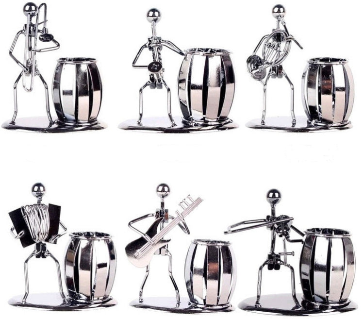 Iron Music Iron Man Brass Band Pen Holder Home Study Office Decoration Ornaments, C160 Guitar, C161 Violin, C164 Electric Guitar, C166 Accordion, C167 French Horn, C168 Saxophone, C169 Longhorn