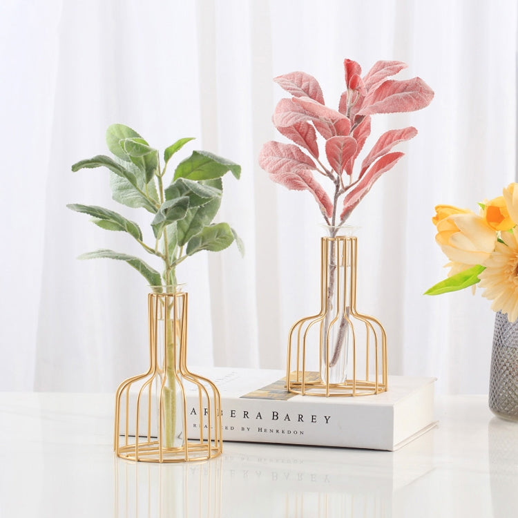 Wrought Iron Hydroponic Green Dried Flower Glass Flower Insert Decoration Without  Fake Flowers, Gold, Black