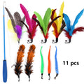 Cat Toys Feather Telescopic Funny Cat Sticks, 11 In 1 Cat Toy
