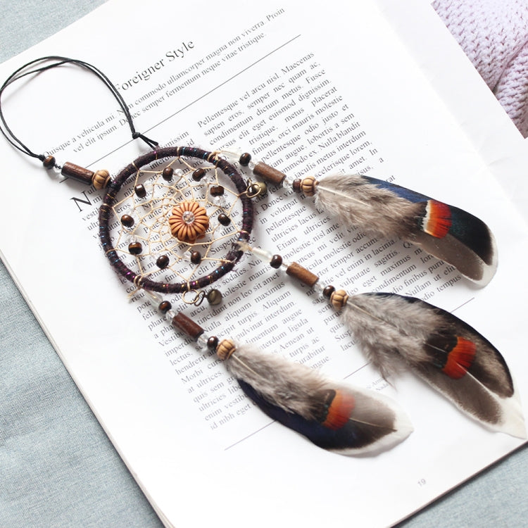 Retro Single Ring Feather Dream Catcher Hanging Window Decoration, MS0193
