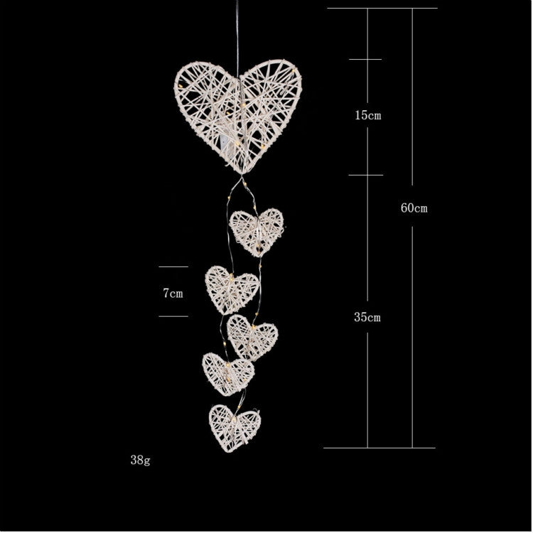 Creative Rattan Love Heart Bell Room Ornaments, MS0033