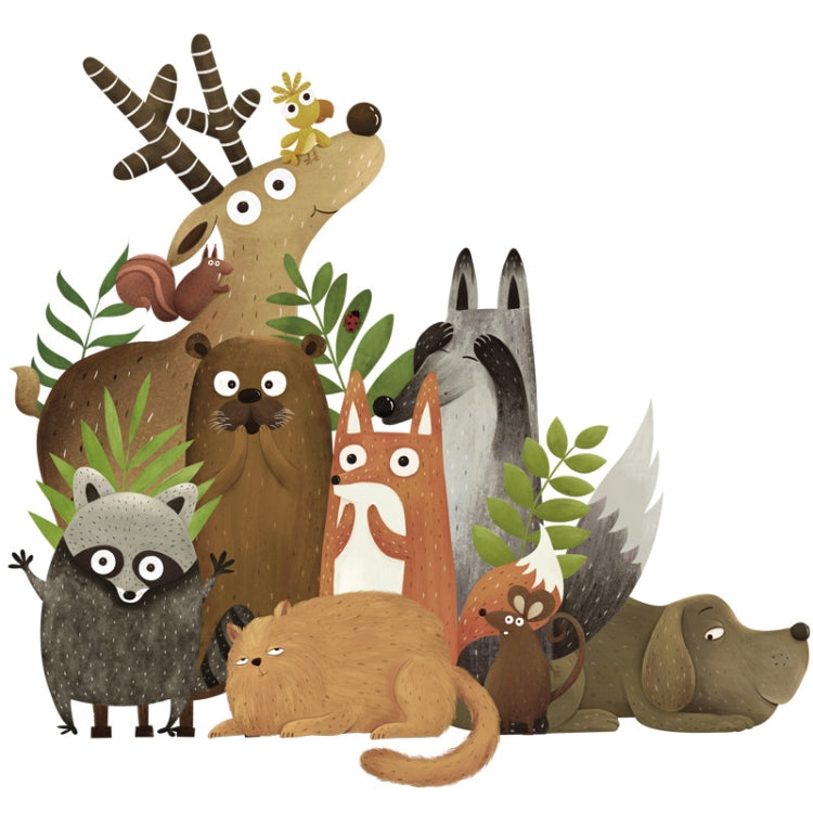 Creative Animal Cartoon Children Room Kindergarten Bedroom TV Baseboard Home Improvement Stickers Wall Decoration Stickers, Creative Animal