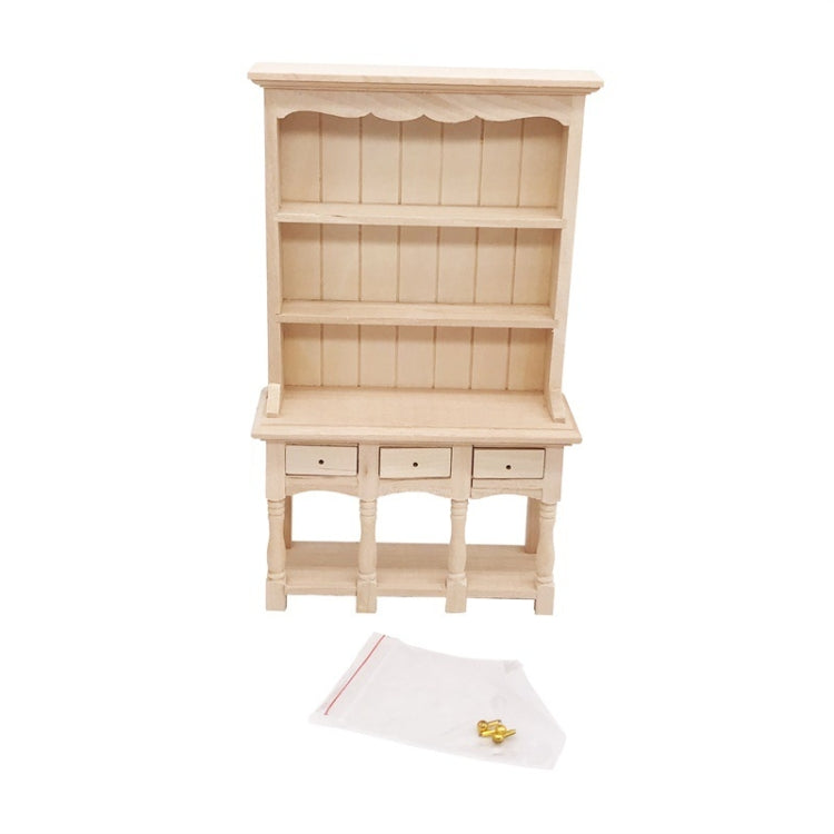 Dollhouse Furniture Miniature Study Room Decoration Wooden Bookcase Cabinet with Drawers, Wooden Bookcase