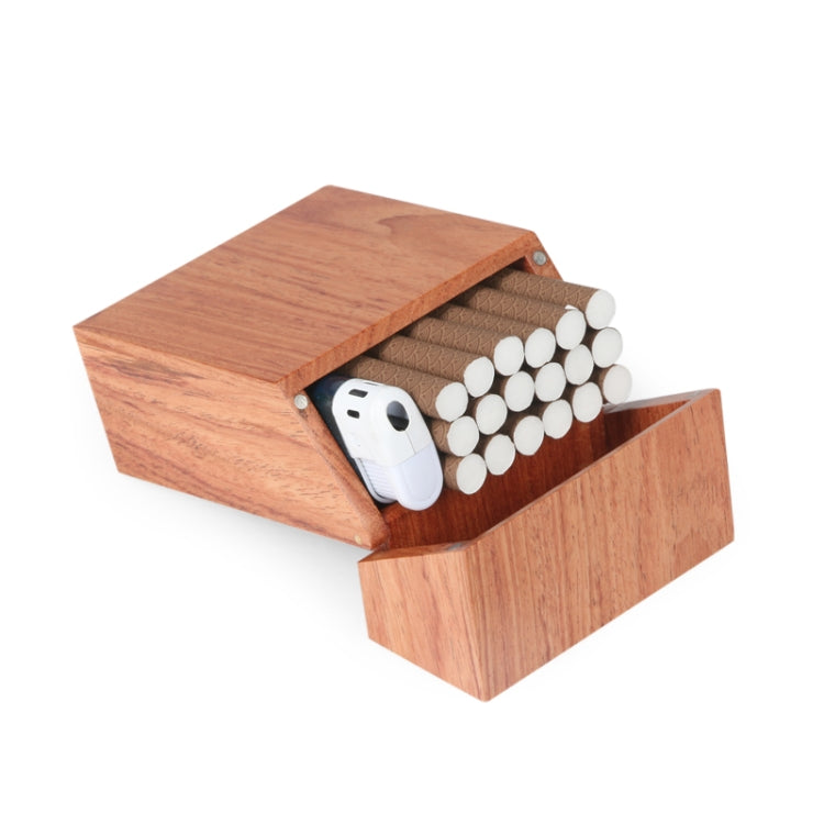 Creative Wooden Cigarette Case Magnet Adsorption Clamshell Cigarette Case, Black, Carbonized Bamboo, Rosewood, Cherry Wood