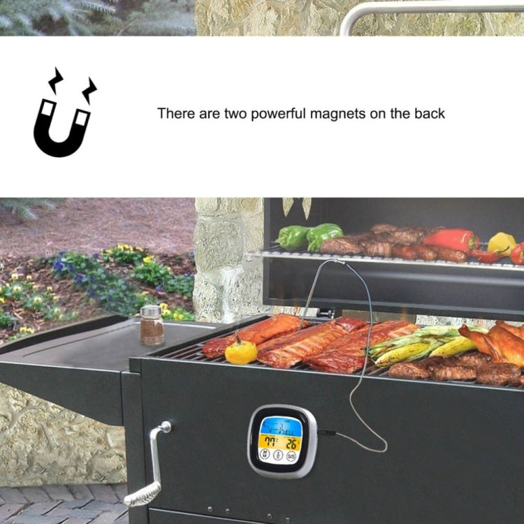 Kitchen Food Digital Display Touch Field Barbecue Thermometer, Black with Silver Frame