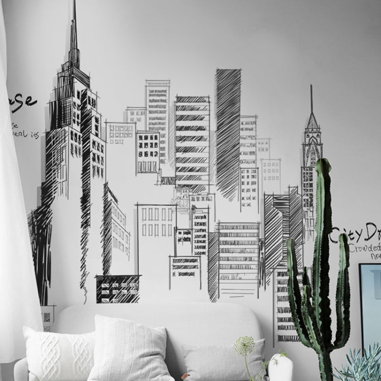 Creative City Building Wall Sticker Bedroom Living Room Sofa TV Background Wall Decoration Large Stickers, City, Clock tower, Buliding