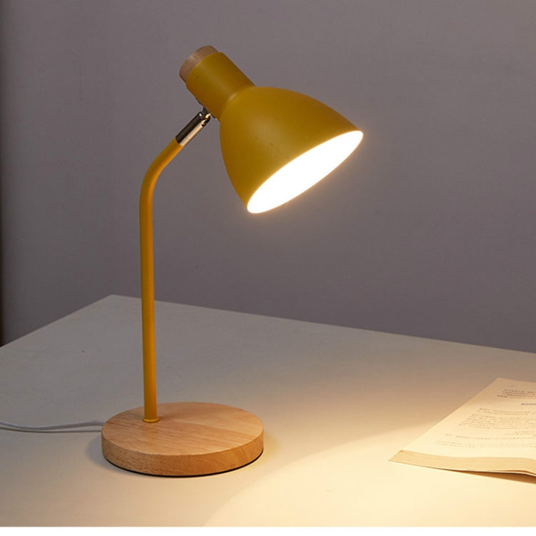E27 Button Switch Wood Table Lamp Metal Shade Desk Light Bedside Reading Book Light Home Decor, Normal Bulb, 5W LED White Light, 5W LED 3-color Dimming
