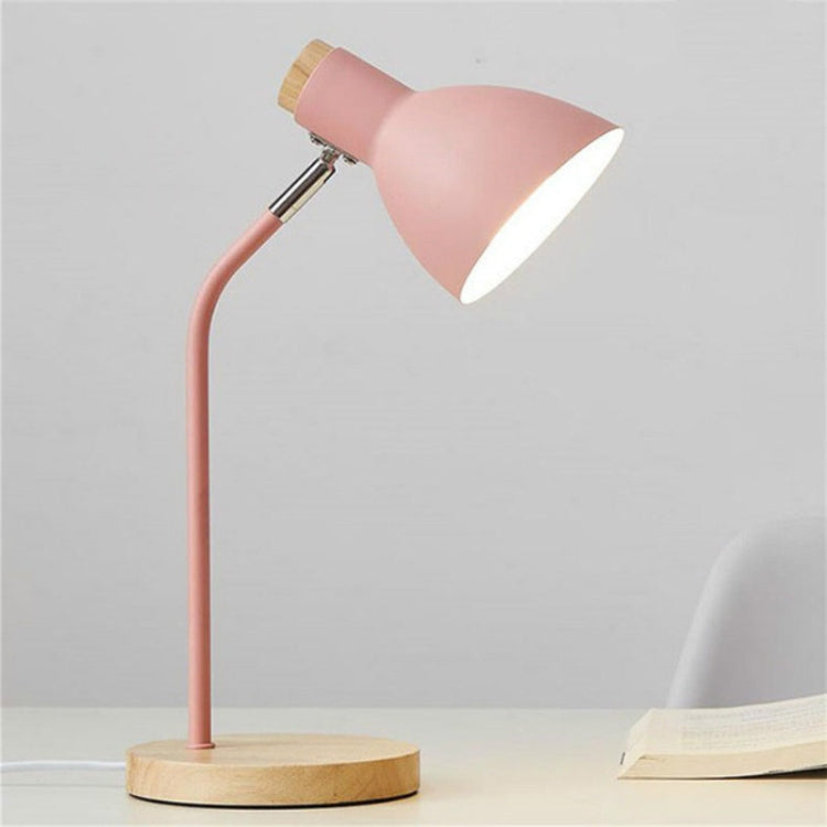 E27 Button Switch Wood Table Lamp Metal Shade Desk Light Bedside Reading Book Light Home Decor, Normal Bulb, 5W LED White Light, 5W LED 3-color Dimming