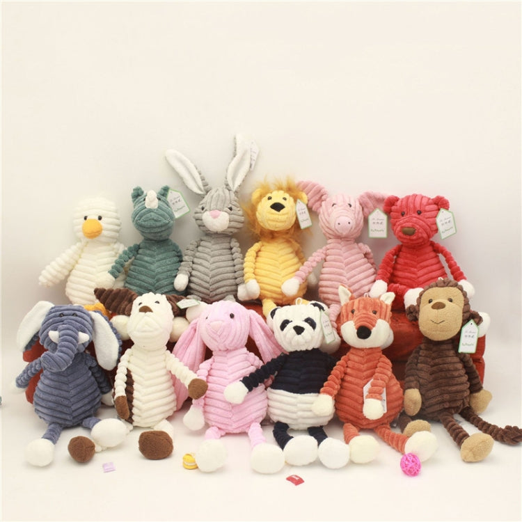 Striped Animal Plush Toy Doll Creative Animal Doll, Monkey 15cm, Dog 15cm, Monkey 33cm, Dog 33cm, Pink Rabbit 33cm, Duck 33cm, Monkey 42cm, Fox 42cm, Panda 42cm, Pig 42cm, Lion 42cm, Rhinoceros 42cm