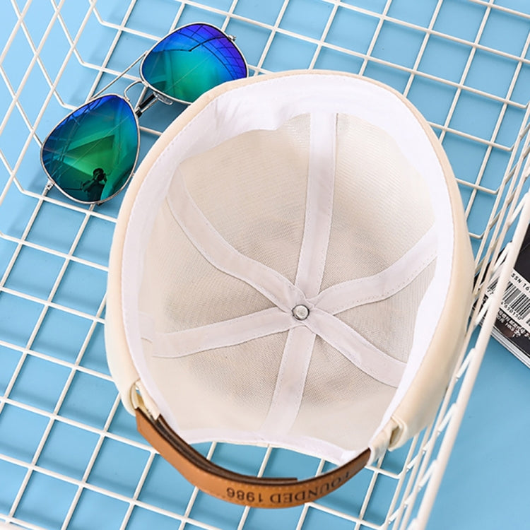 Autumn and Winter Models Cotton and Linen Landlord Hat Cuffed Melon Cap, Adjustable White