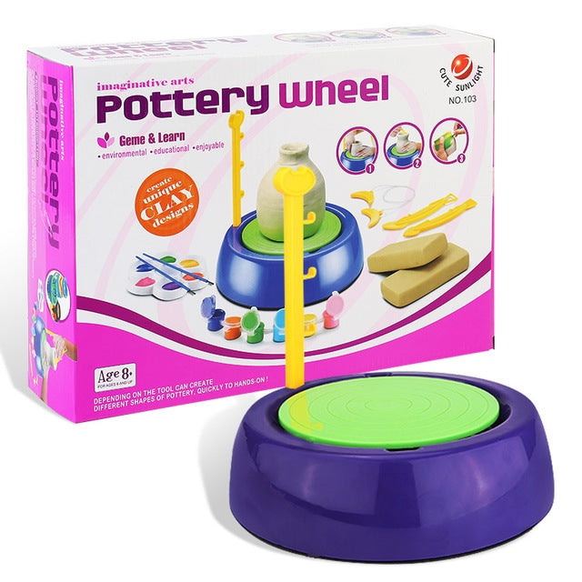 Portable Mini DIY Manual Electric Porcelain Pottery Children Art Education Crafts Christmas Gifts, DIY Manual Porcelain Pottery