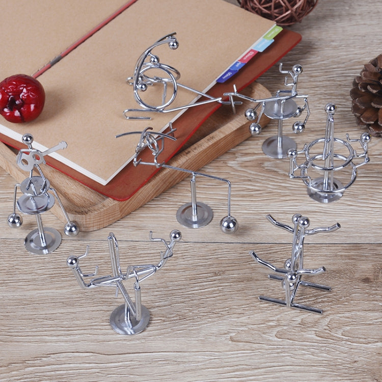 Mini Balance Little Iron Man Decompression Ornament Tumbler Sports Metal Crafts, Weightlifting, Seesaw, Mini Guitar, Horizontal Bar, Cradle, Horse Riding