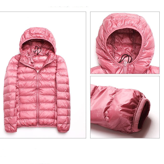 Casual Ultra Light White Duck Down Jacket Women Autumn Winter Warm Coat Hooded Parka, M, L, XL, XXL, XXXL, XXXXL