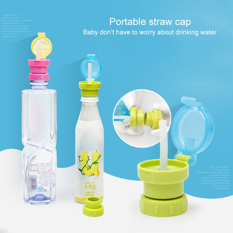 Children Portable Bottled Drinks Anti-overflow Anti-squash Replacement Straw Cap, Green, Red, Blue, Yellow