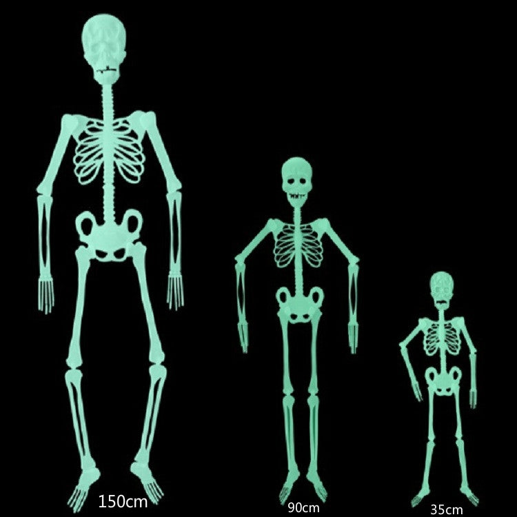 Luminous Skeleton Halloween Activity Props Bar Haunted House Decoration Supplies Fluorescent Skeleton, Small（35cm), Medium(90cm), Large(150cm)