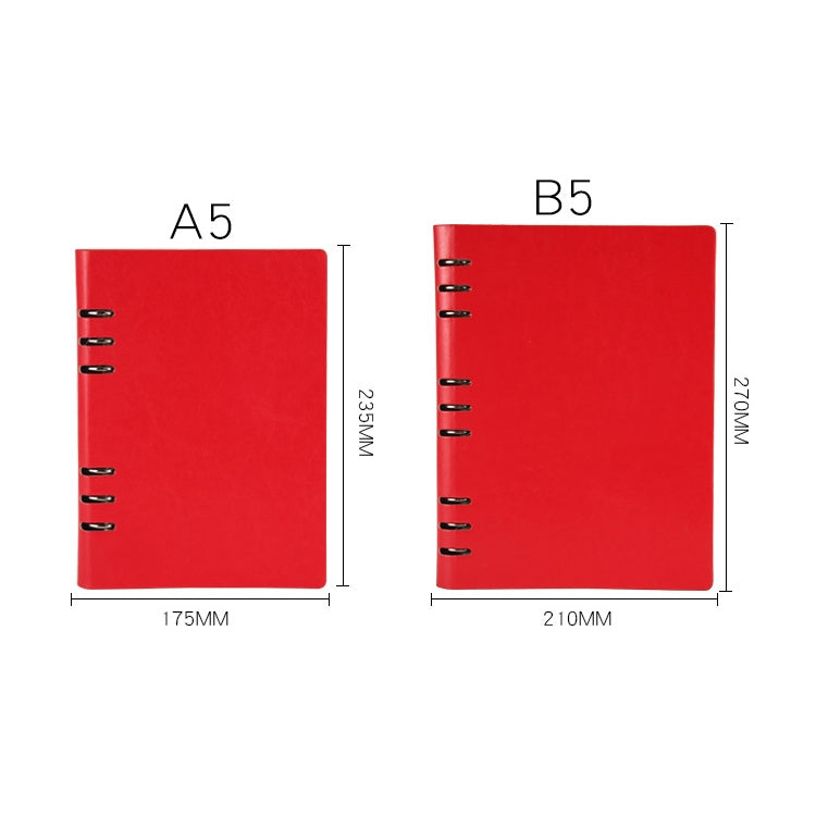 Business Notepad Loose Leaf Replaceable Inner Notebook Thickened Diary Book, A5 Black, A5 Pink, A5 Red, A5 Blue, A5 Orange, B5 Black, B5 Red, B5 Brown