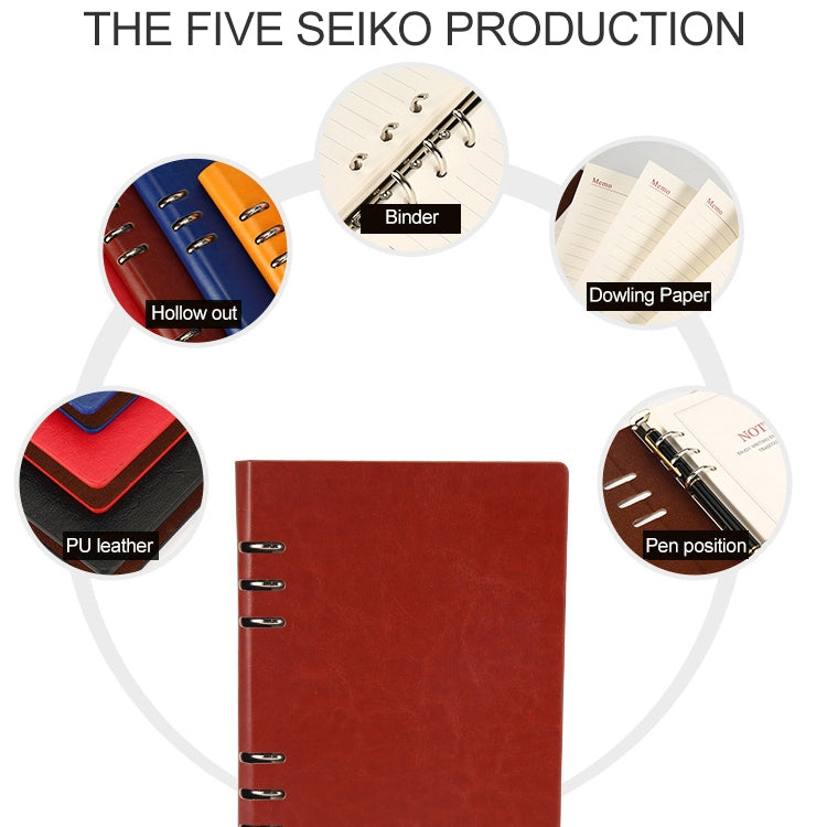Business Notepad Loose Leaf Replaceable Inner Notebook Thickened Diary Book, A5 Black, A5 Pink, A5 Red, A5 Blue, A5 Orange, B5 Black, B5 Red, B5 Brown
