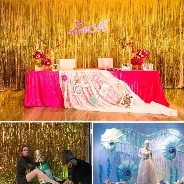 Laser Rain Tinsel Foil Curtain Birthday Party Decoration Tassel Wall,, 1x1m, 1x2m, 1x2.5m, 1x3m, 1x4m