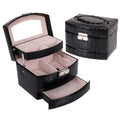 Multi-layer Large Capacity Storage Jewelry Box Cosmetic Case Leather Jewelry Storage Box, Black