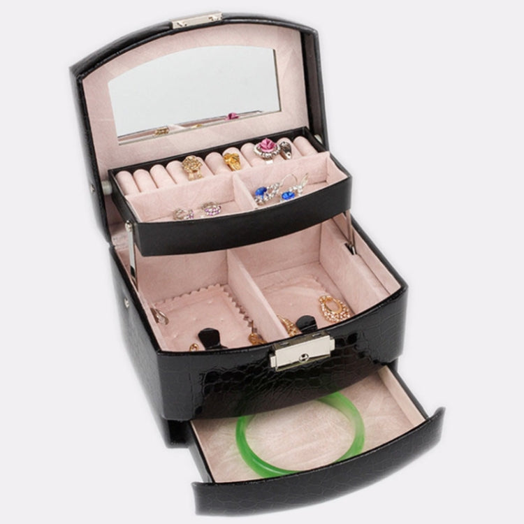 Multi-layer Large Capacity Storage Jewelry Box Cosmetic Case Leather Jewelry Storage Box, Black