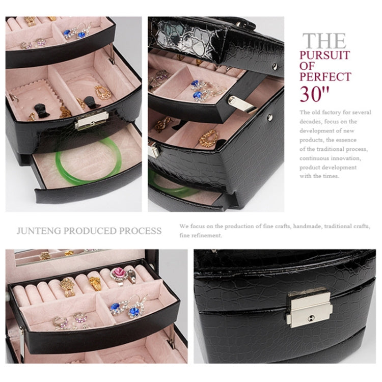 Multi-layer Large Capacity Storage Jewelry Box Cosmetic Case Leather Jewelry Storage Box, Black