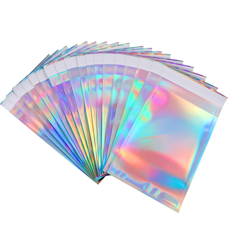 100 PCS / Set  Laser Self Sealing Plastic Envelopes Mailing Bags Gift Packaging Bags, 11.5cmx16.5cm+4cm, 16.5cmx23cm+4cm, 23cmx32.5cm+4cm, 35cmx40cm+4cm