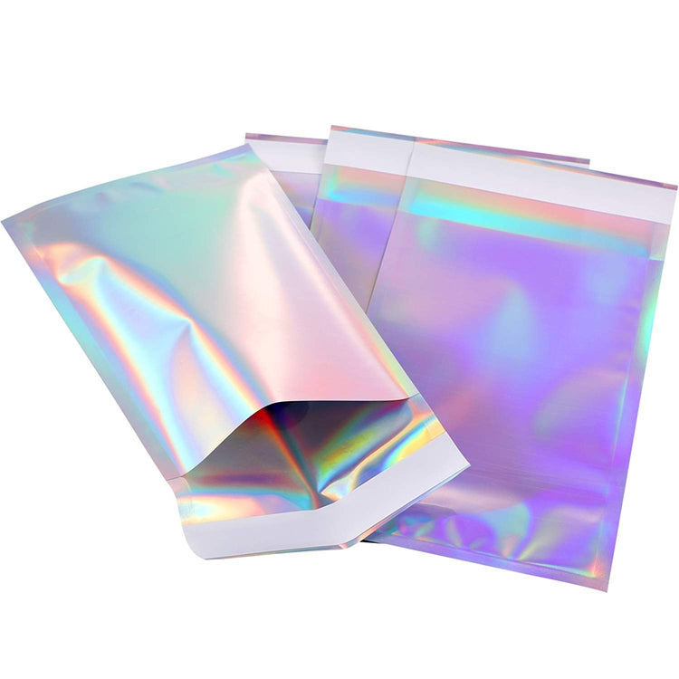 100 PCS / Set  Laser Self Sealing Plastic Envelopes Mailing Bags Gift Packaging Bags, 11.5cmx16.5cm+4cm, 16.5cmx23cm+4cm, 23cmx32.5cm+4cm, 35cmx40cm+4cm