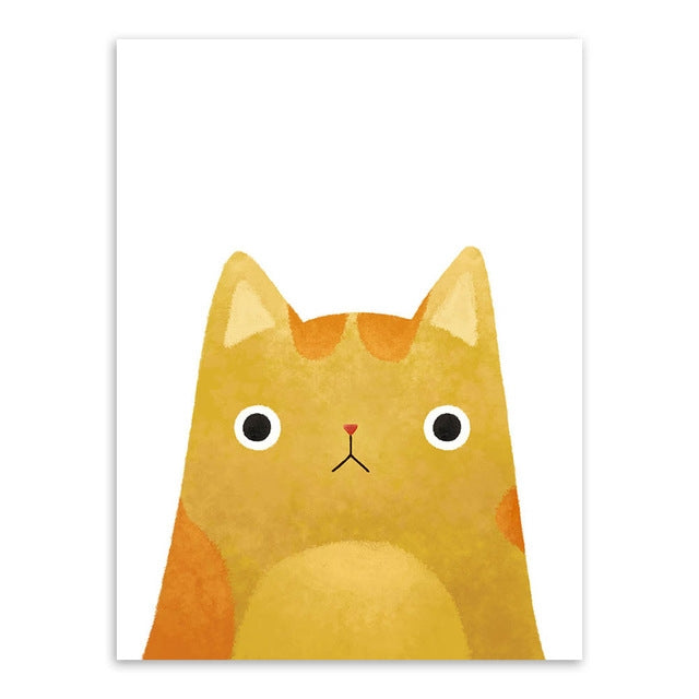 Cute Cat And Avatar Poster Print Canvas Painting Home Art Decoration, 50×70