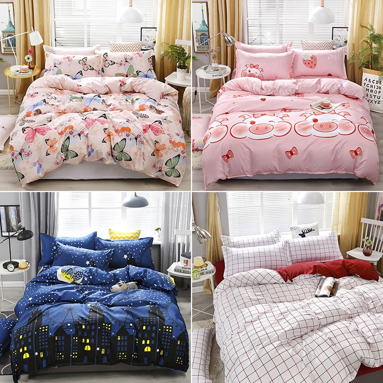 4pcs / Set Printing Bedding Set Bed Sheet  Pillowcases Cover, For 2.2m Bed