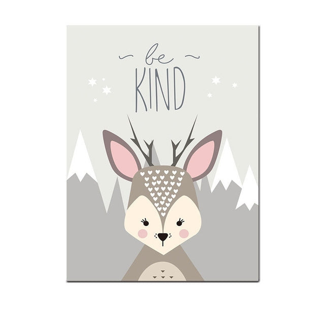 Animal Poster Painting Cartoon Nursery Wall PictureBaby Kids Room Decoration without Frame, 13x18cm, 15x20cm, 20x25cm, 21x30cm, 30x40cm, 40x50cm
