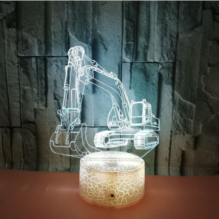 3W Excavator 3D Light Colorful Touch Control Light Creative Small Table Lamp, Touch Switch with Black Base, Touch Switch + Remote Control with Black Base, Touch Switch with Crack Base, Touch Switch + Remote Control with Crack Base