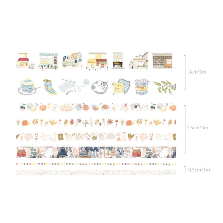 8 Roll / Box Paper Tape Basic Handbook Material Set Small Fresh Girl DIY Decorative Tape Antique Hand Account Sticker, (Life, Green, Blue Rhythm, Dream Love, Fruity Time, Dreamland