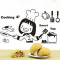 Remove Waterproof Creative Cute Chef Cut Vegetables Kitchen Restaurant Wall Stickers, 20x30cm