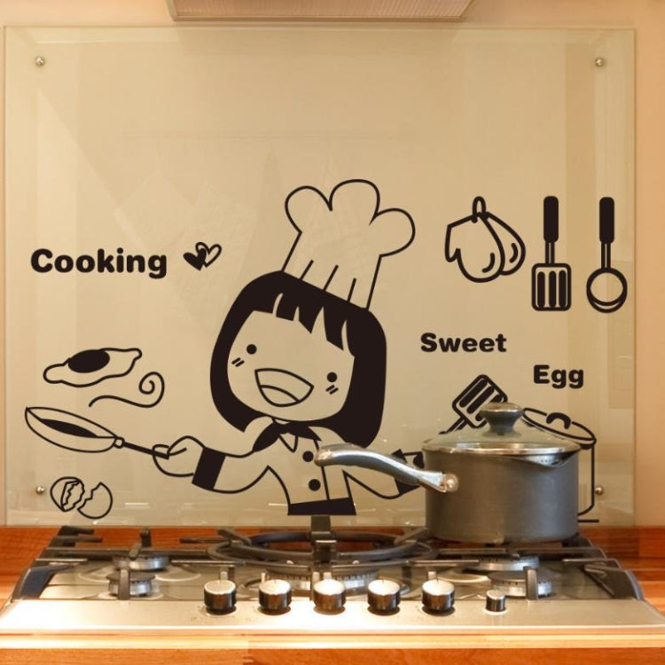 Remove Waterproof Creative Cute Chef Cut Vegetables Kitchen Restaurant Wall Stickers, 20x30cm