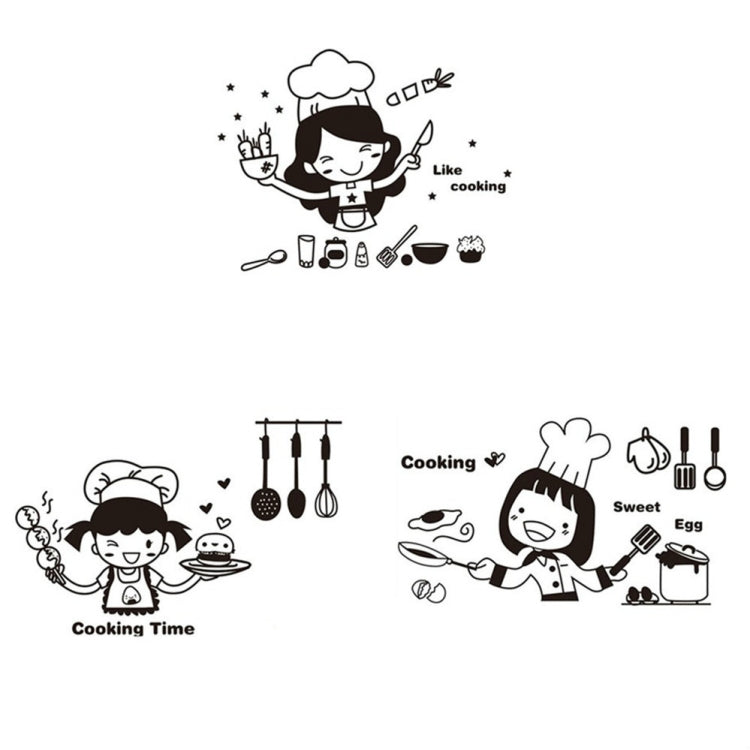 Remove Waterproof Creative Cute Chef Cut Vegetables Kitchen Restaurant Wall Stickers, 20x30cm