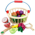 Children Wooden Magnetic Cut fruit and Vegetables Baby Cut Music Play House Kitchen Toys, YLB-12 PCS Fruit Basket